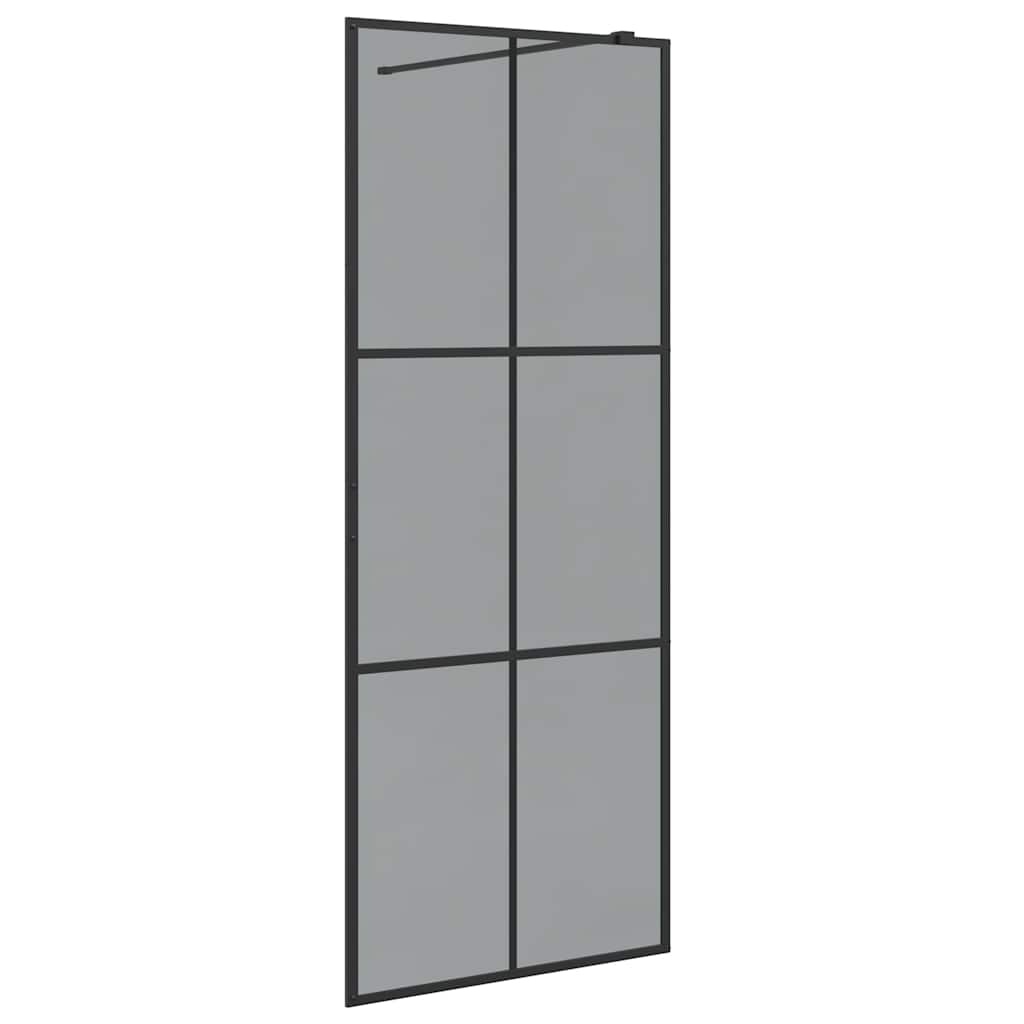 VidaXL Inloopdouchewand Zwart 80 x 195 cm Gehard Glas