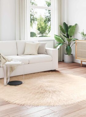 VidaXL Nep Schapenvacht Tapijt Tafalla Beige Ø 200 cm Polyester