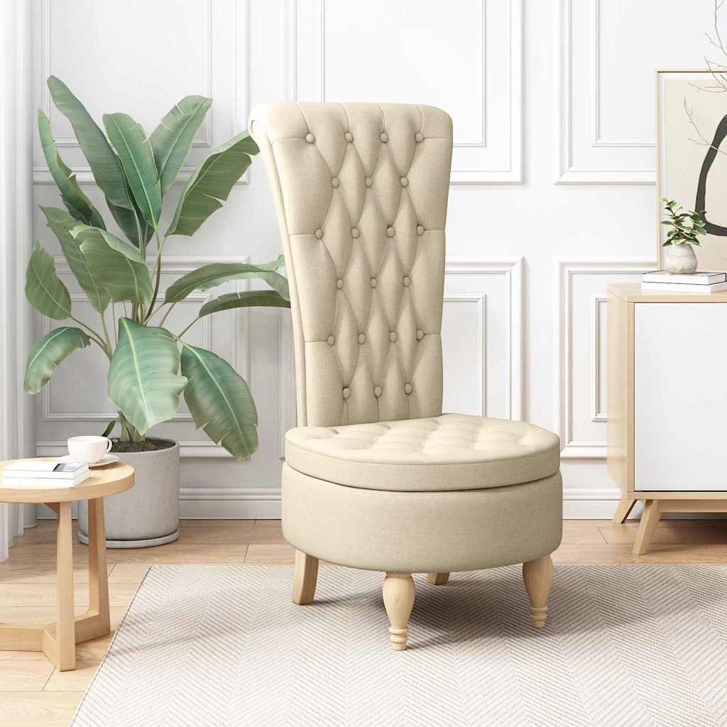 VidaXL Slipper Stoel Crème 56,5 x 70 x 110 cm Stof