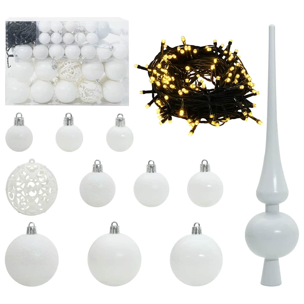 VidaXL Kerstbal Set met 150 LED 61 pcs Wit Kunststof