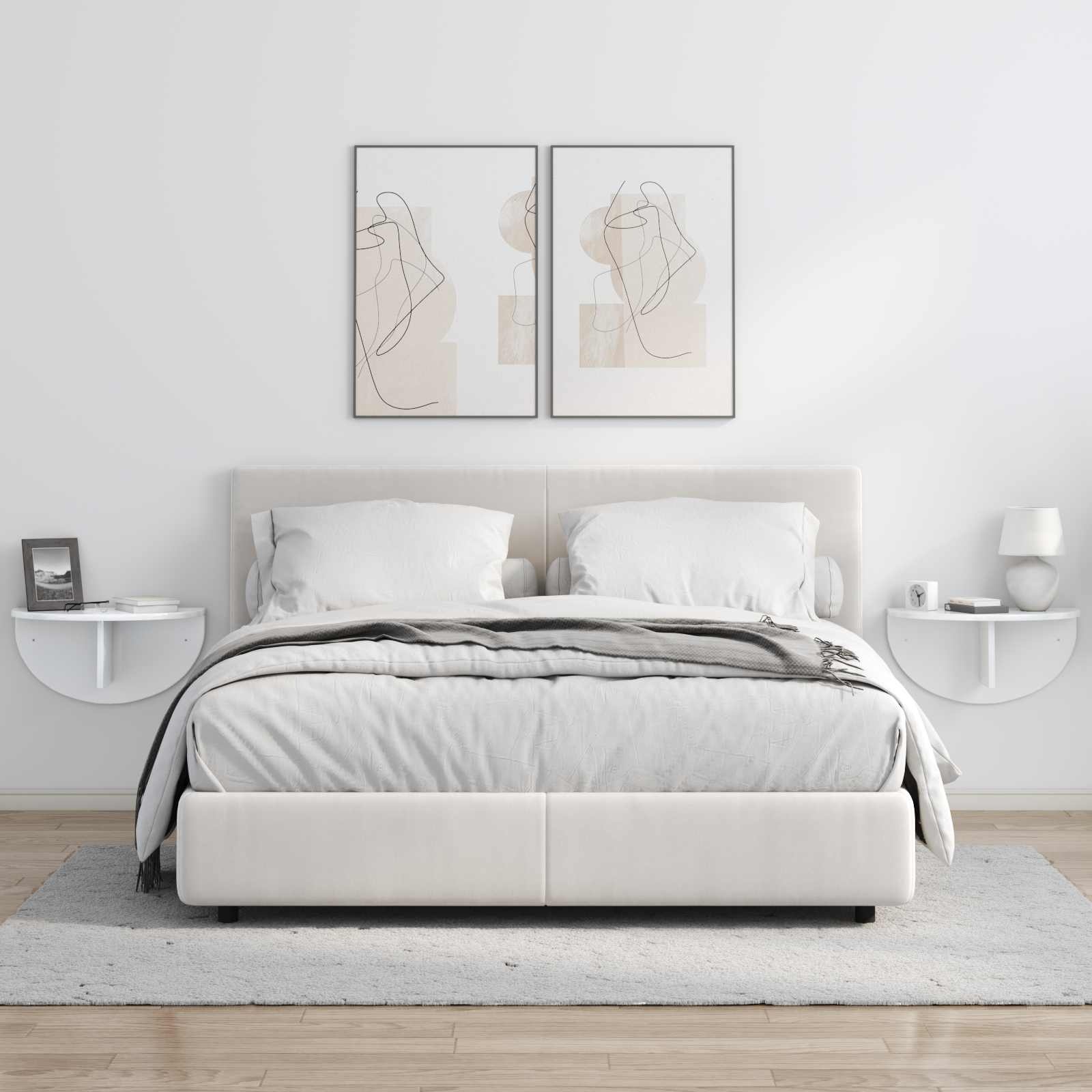 VidaXL Wandplank 2 pcs Hoogglans wit 38 x 19 x 19 cm Bewerkt hout