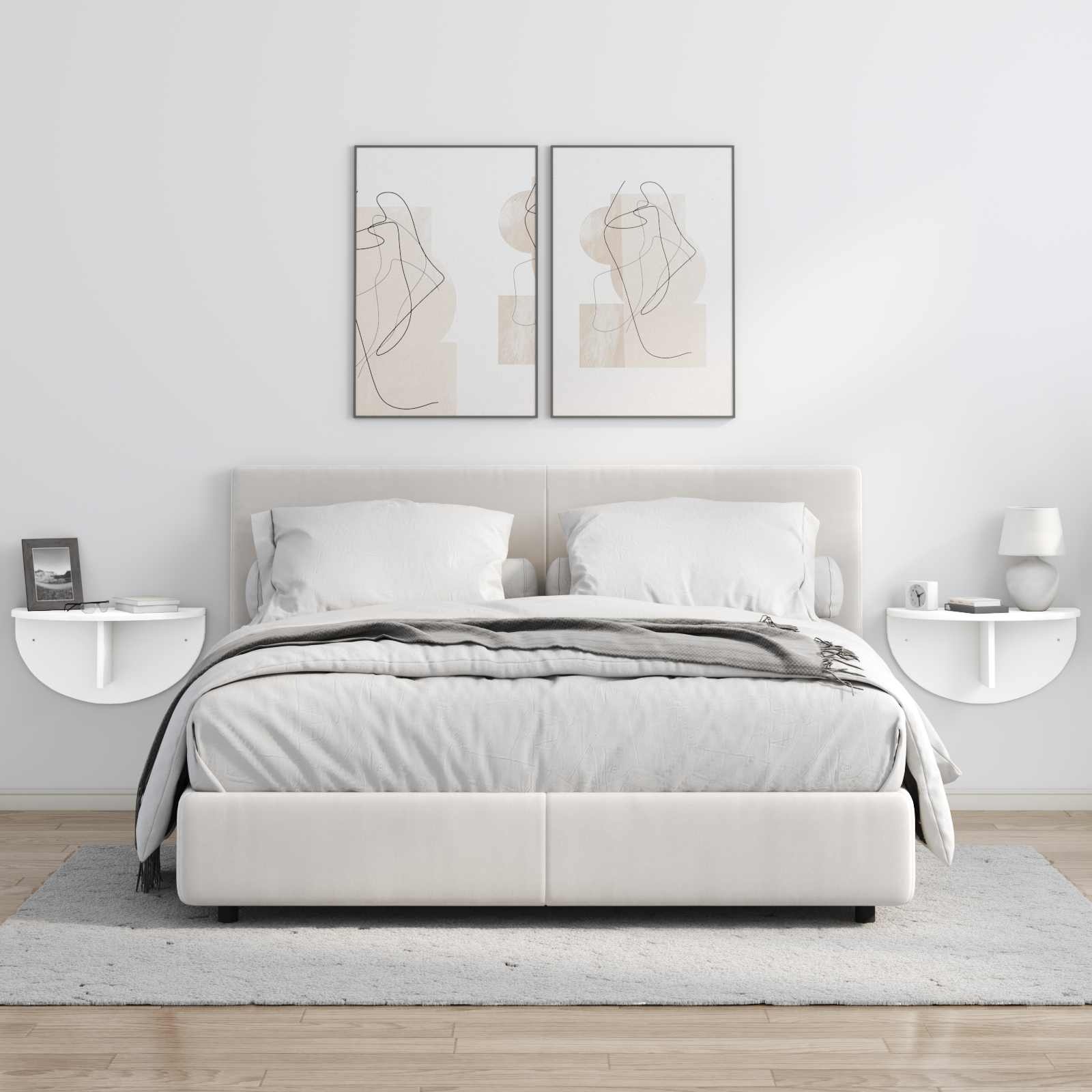 VidaXL Wandplank Wandgemonteerd 2 pcs Wit 38 x 19 x 19 cm Bewerkt hout