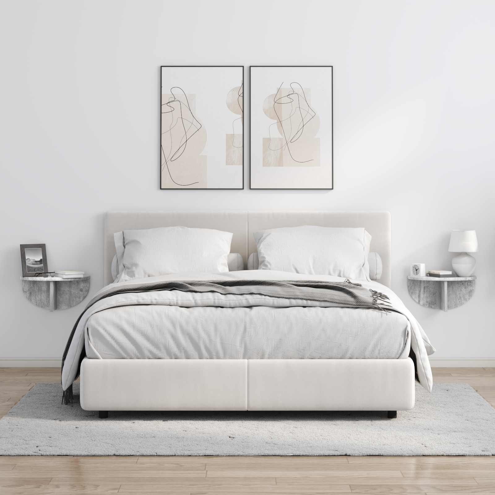 VidaXL Wandplank 2 pcs Beton Grijs 38 x 19 x 19 cm Bewerkt hout