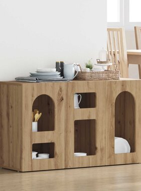 VidaXL Dressoir Artisan Eiken 100 x 35 x 59 cm Bewerkt hout
