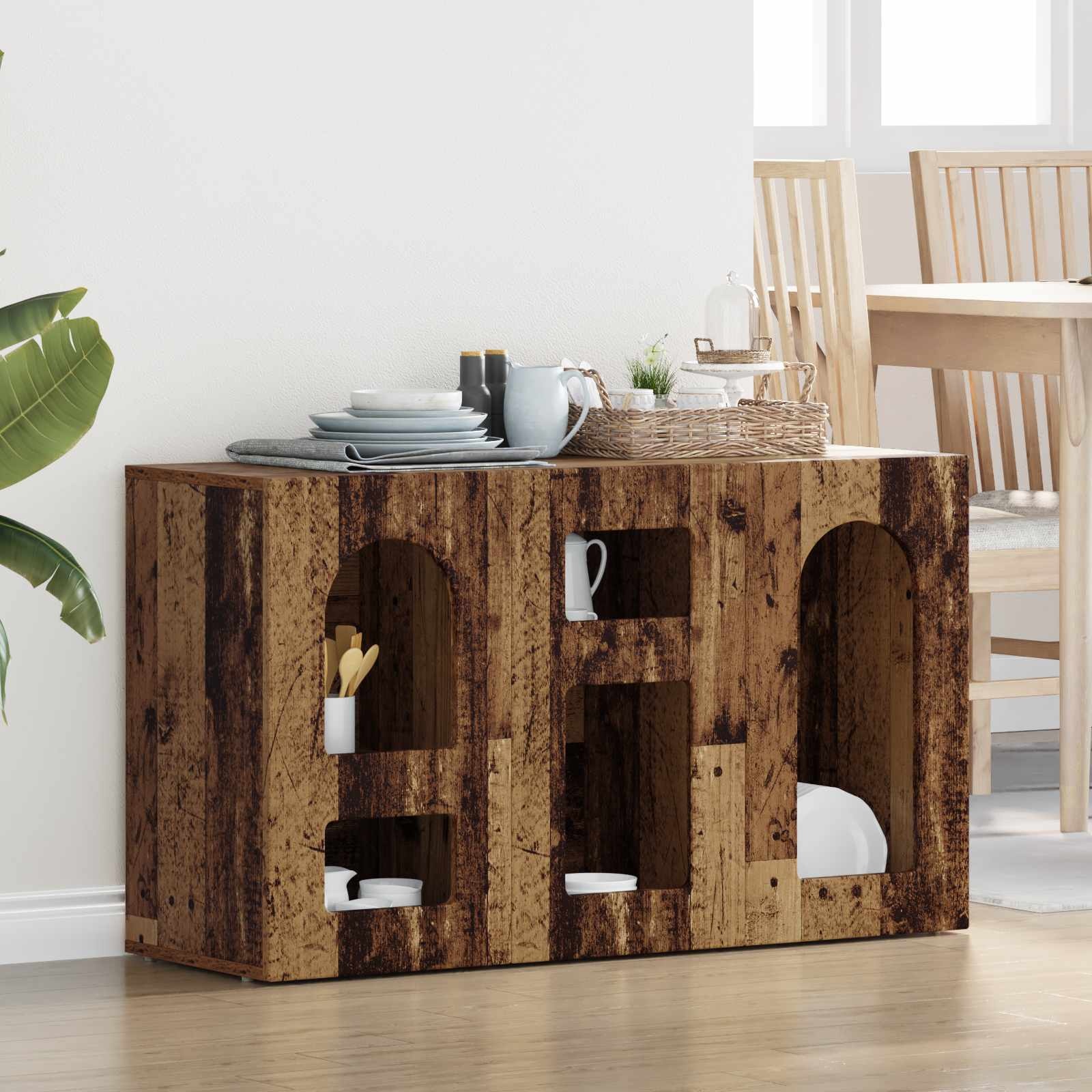 VidaXL Dressoir Oudhout 100 x 35 x 59 cm Bewerkt hout