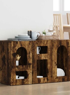 VidaXL Dressoir Gerookt eiken 100 x 35 x 59 cm Bewerkt hout