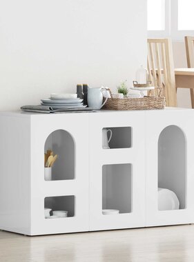 VidaXL Dressoir Hoogglans wit 100 x 35 x 59 cm Bewerkt hout