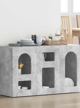 VidaXL Dressoir Beton Grijs 100 x 35 x 59 cm Bewerkt hout