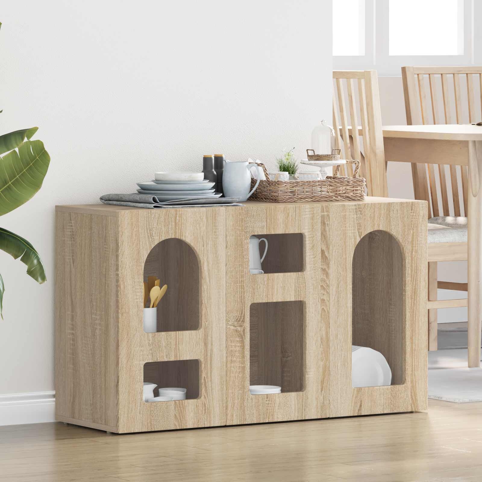 VidaXL Dressoir Sonoma Eiken 100 x 35 x 59 cm Bewerkt hout