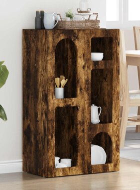 VidaXL Dressoir Gerookt eiken 59 x 35 x 100,5 cm Bewerkt hout