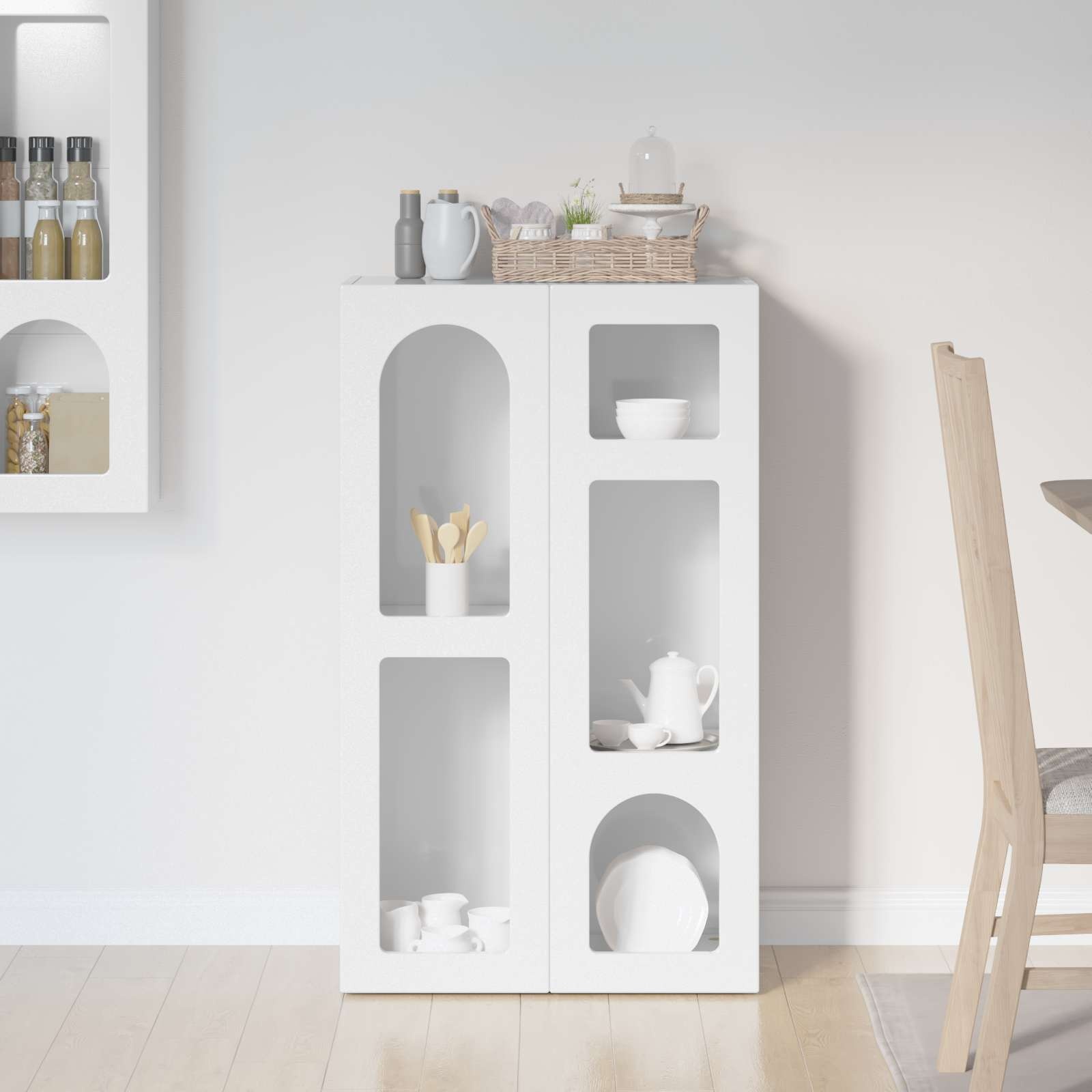 VidaXL Dressoir Hoogglans wit 59 x 35 x 100,5 cm Bewerkt hout