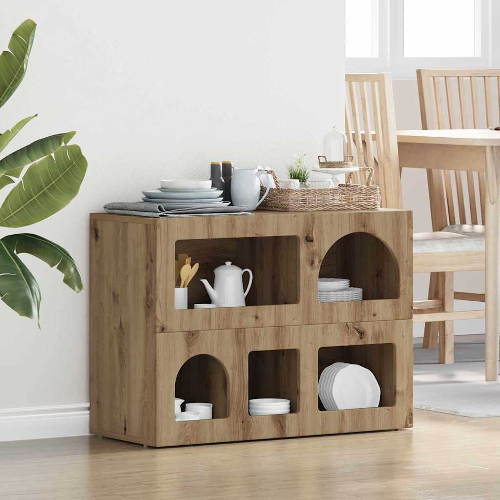 VidaXL Dressoir Artisan Eiken 80,5 x 35 x 59 cm Bewerkt hout