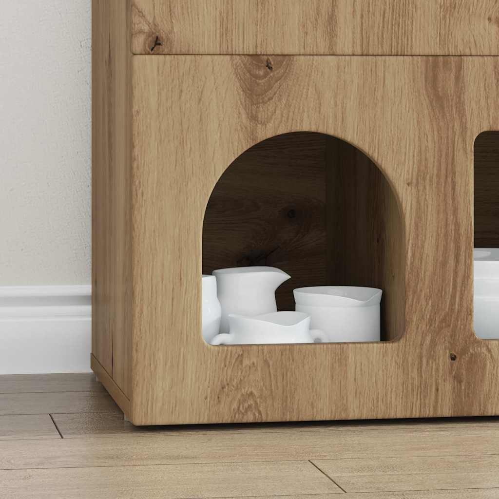 VidaXL Dressoir Artisan Eiken 80,5 x 35 x 59 cm Bewerkt hout