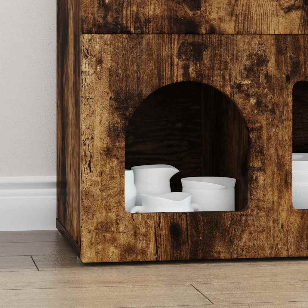 VidaXL Dressoir Gerookt eiken 80,5 x 35 x 59 cm Bewerkt hout