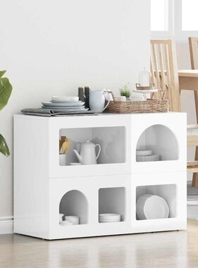 VidaXL Dressoir Hoogglans wit 80,5 x 35 x 59 cm Bewerkt hout