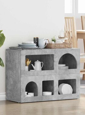 VidaXL Dressoir Beton Grijs 80,5 x 35 x 59 cm Bewerkt hout