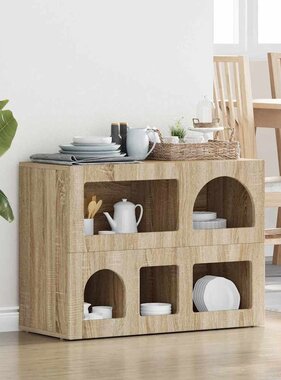 VidaXL Dressoir Sonoma Eiken 80,5 x 35 x 59 cm Bewerkt hout