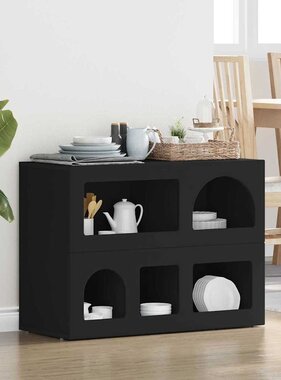 VidaXL Dressoir Zwart 80,5 x 35 x 59 cm Bewerkt hout