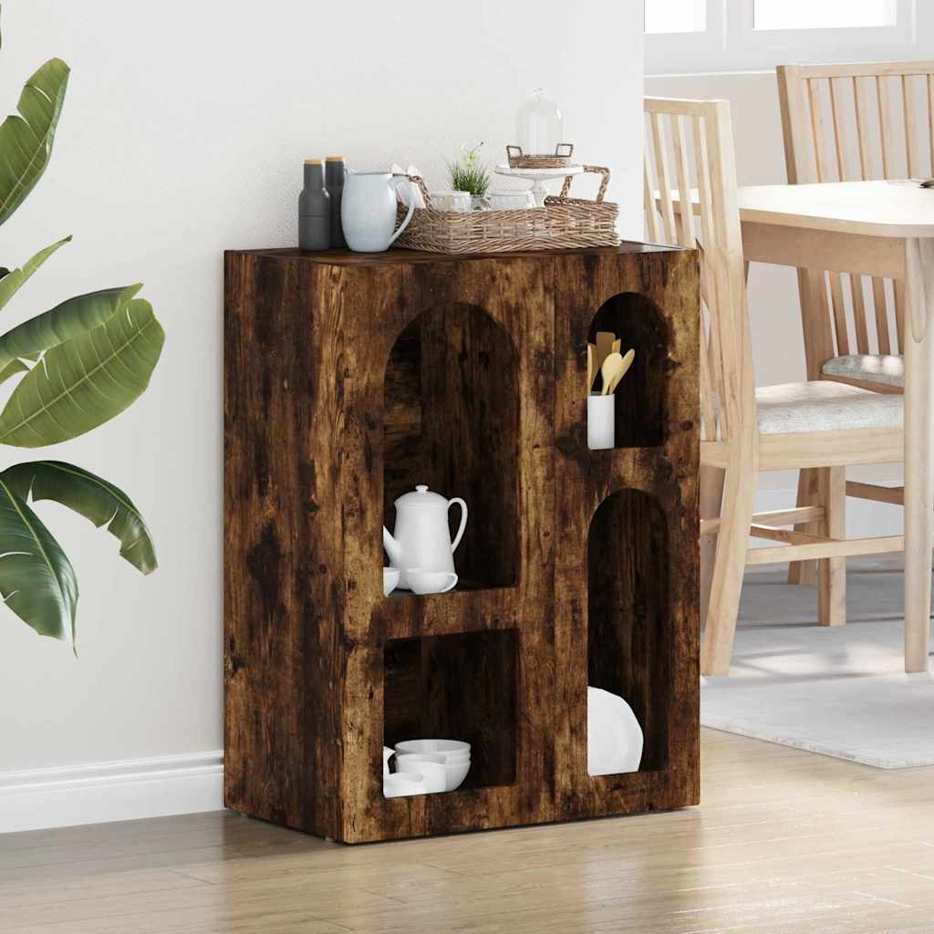 VidaXL Dressoir Gerookt eiken 59 x 35 x 80.5 cm Bewerkt hout
