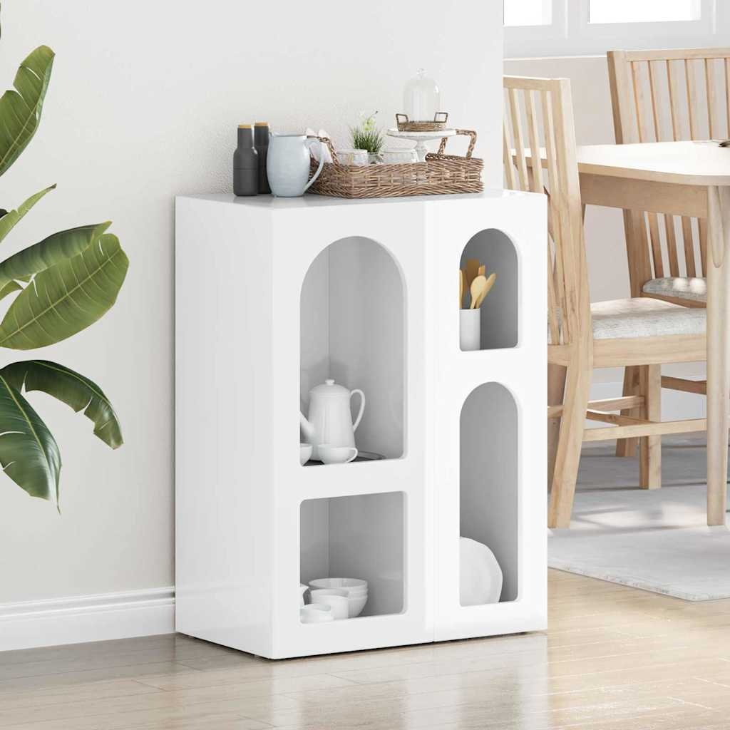 VidaXL Dressoir Hoogglans wit 59 x 35 x 80.5 cm Bewerkt hout