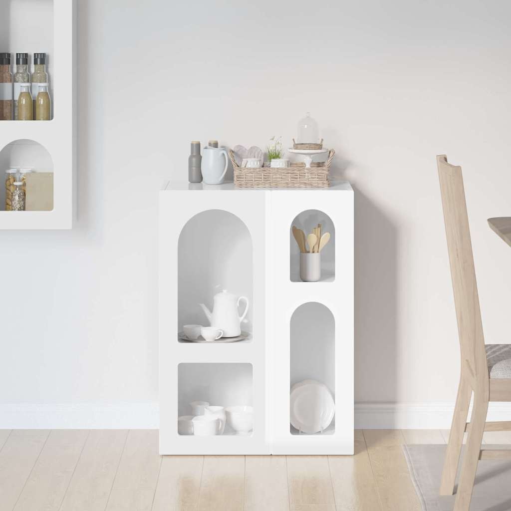 VidaXL Dressoir Hoogglans wit 59 x 35 x 80.5 cm Bewerkt hout