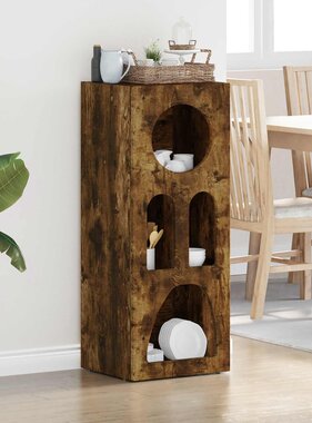 VidaXL Dressoir Gerookt eiken 40 x 35 x 100,5 cm Bewerkt hout