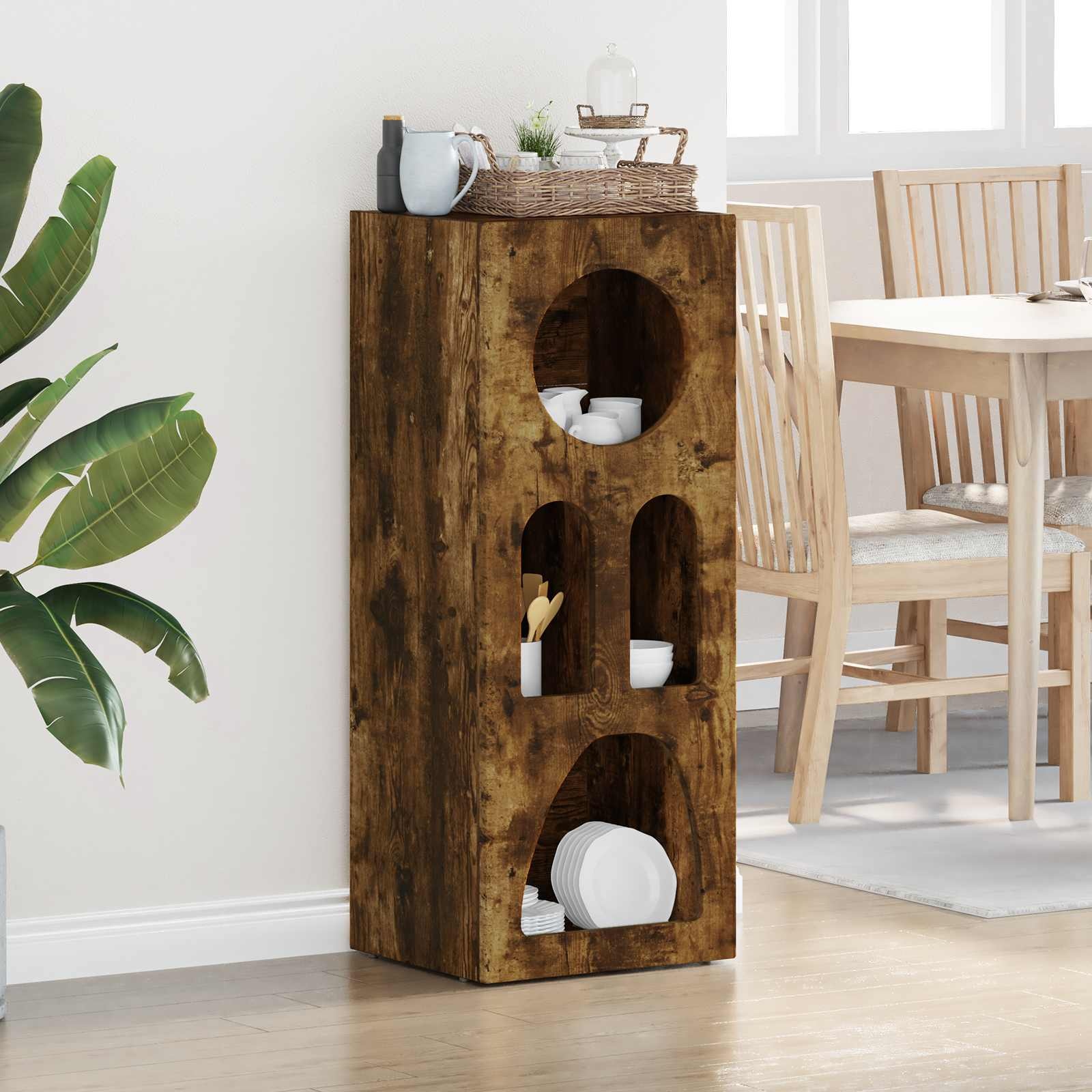 VidaXL Dressoir Gerookt eiken 40 x 35 x 100,5 cm Bewerkt hout