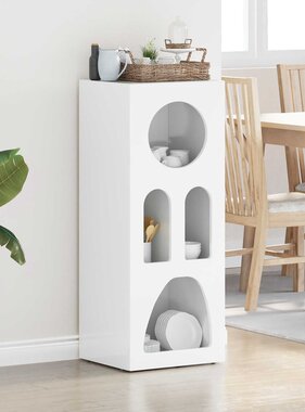 VidaXL Dressoir Hoogglans wit 40 x 35 x 100,5 cm Bewerkt hout