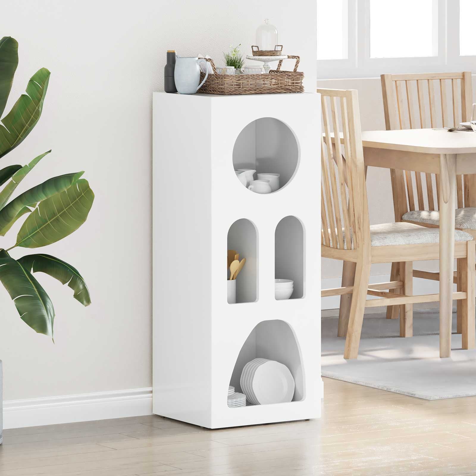 VidaXL Dressoir Hoogglans wit 40 x 35 x 100,5 cm Bewerkt hout