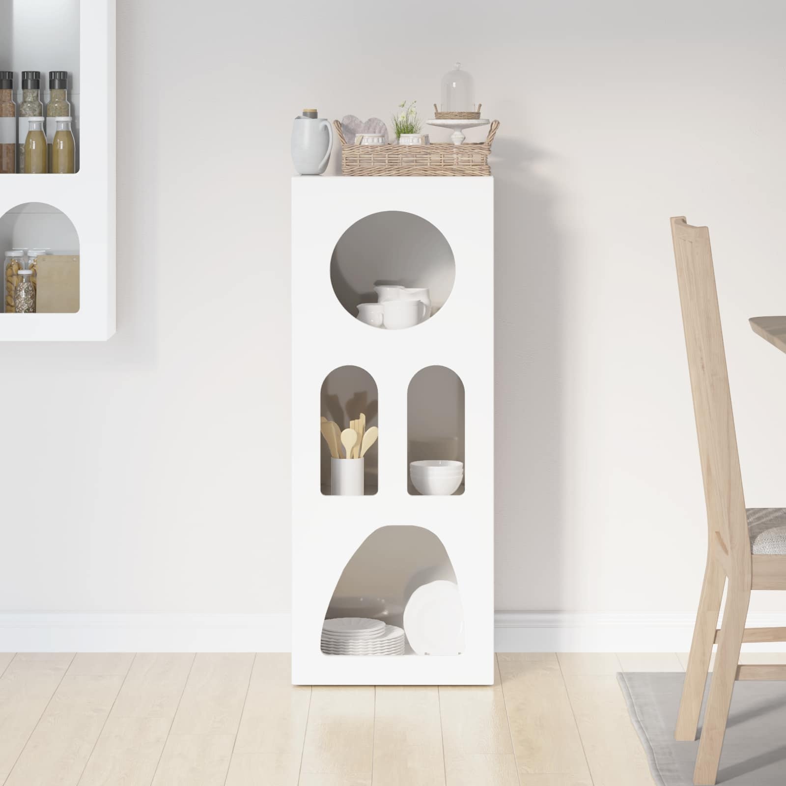 VidaXL Dressoir Hoogglans wit 40 x 35 x 100,5 cm Bewerkt hout