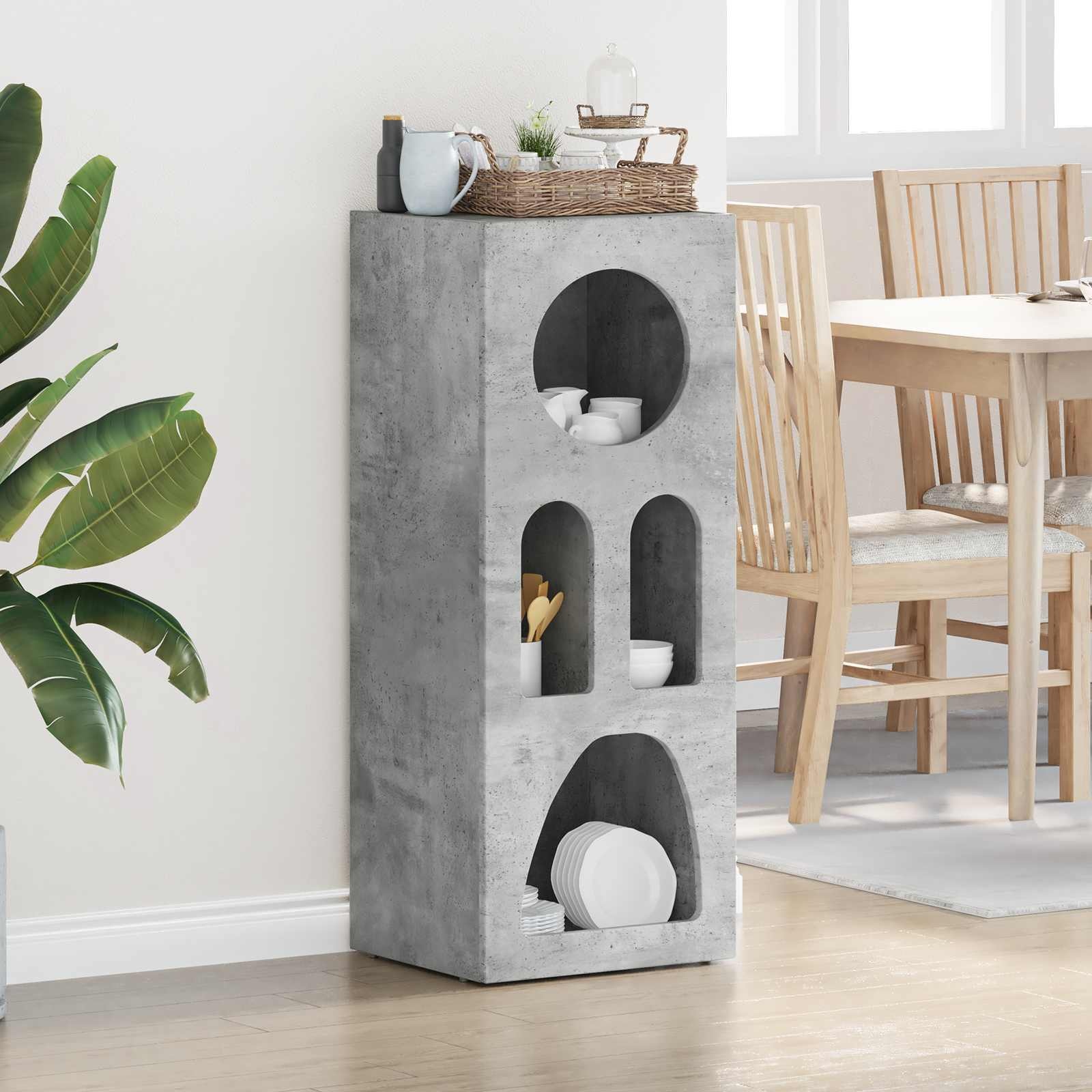 VidaXL Dressoir Beton Grijs 40 x 35 x 100,5 cm Bewerkt hout