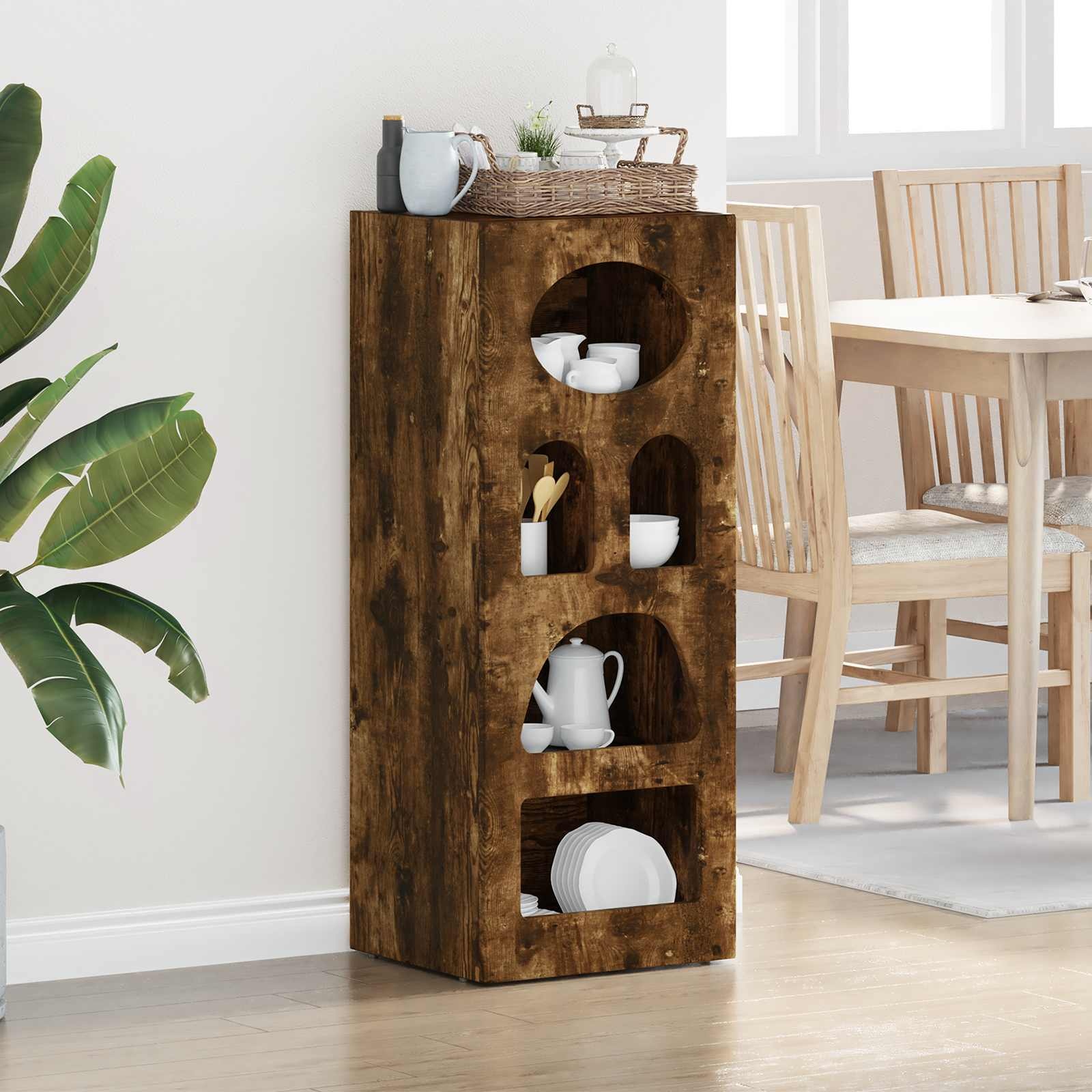 VidaXL Dressoir Gerookt eiken 40 x 35 x 100,5 cm Bewerkt hout