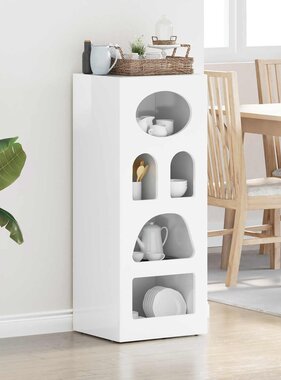 VidaXL Dressoir Hoogglans wit 40 x 35 x 100,5 cm Bewerkt hout