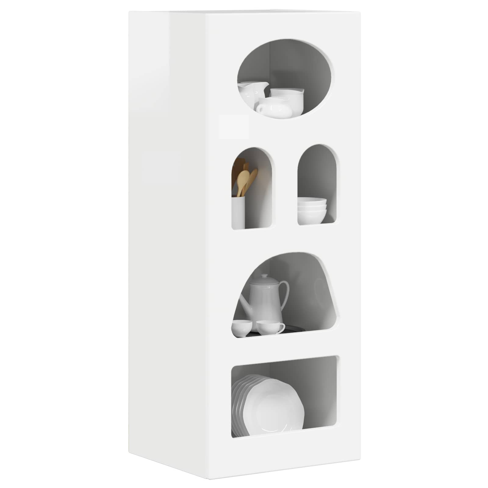 VidaXL Dressoir Hoogglans wit 40 x 35 x 100,5 cm Bewerkt hout