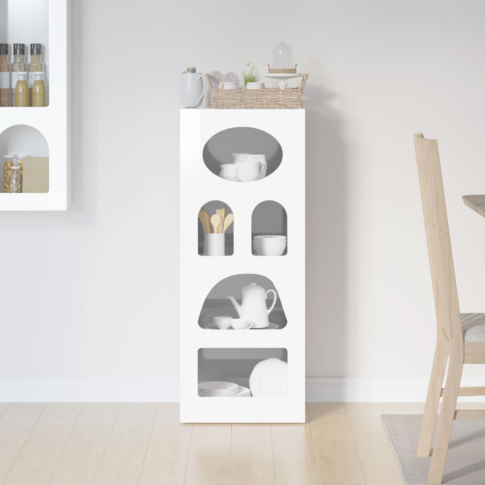 VidaXL Dressoir Hoogglans wit 40 x 35 x 100,5 cm Bewerkt hout