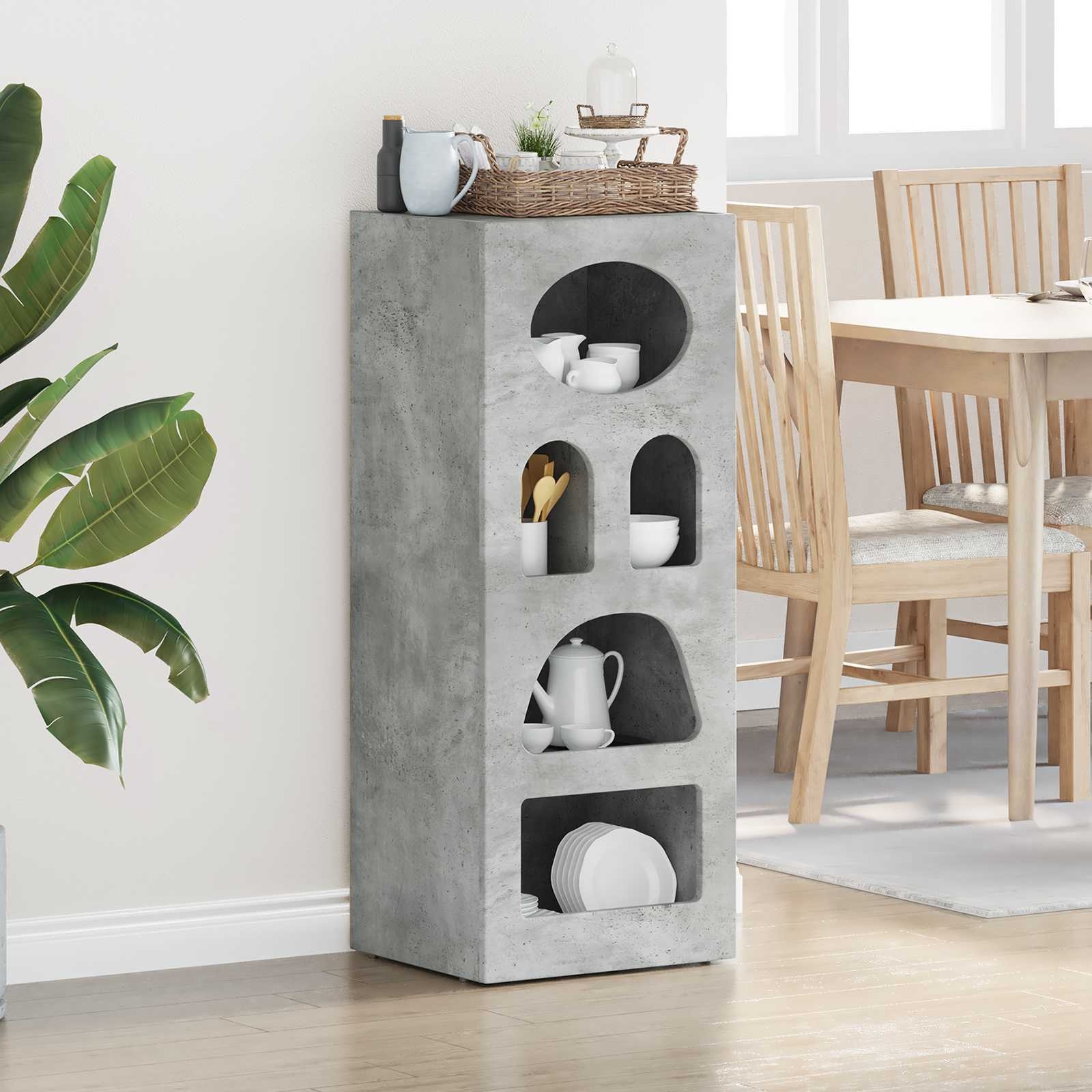 VidaXL Dressoir Beton Grijs 40 x 35 x 100,5 cm Bewerkt hout