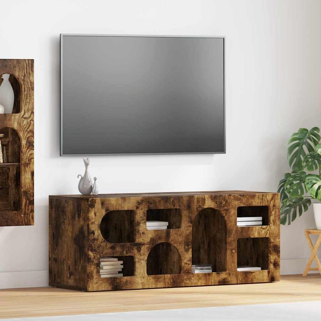VidaXL TV-kast Gerookt eiken 100 x 35 x 40 cm Bewerkt hout