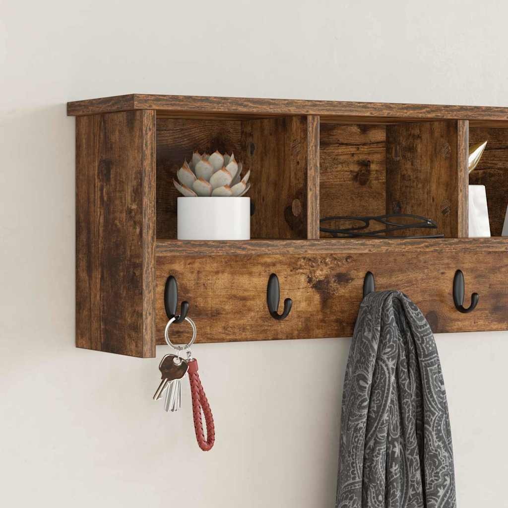 VidaXL Wandgemonteerde kapstok Gerookt eiken 100 x 16 x 26 cm