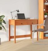 VidaXL Bureau met lade Max Bruin 100 x 50 x 78 cm Massief grenenhout