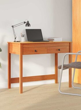 VidaXL Bureau met lade Max Bruin 100 x 50 x 78 cm Massief grenenhout