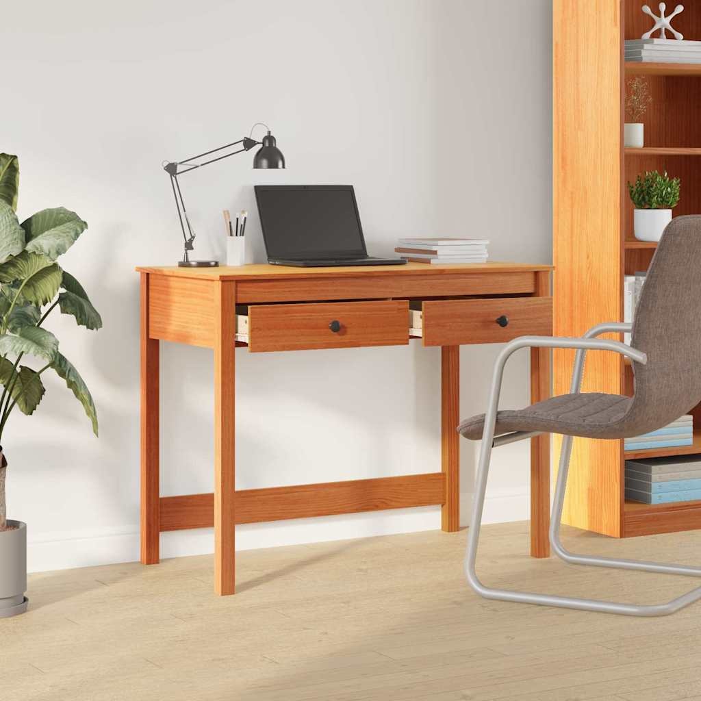 VidaXL Bureau met lade Max Bruin 100 x 50 x 78 cm Massief grenenhout