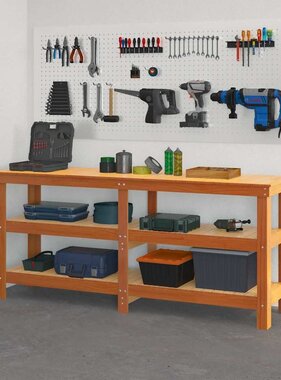 VidaXL Werkbank Wasbruin 181,5 x 50 x 80 cm Massief grenenhout