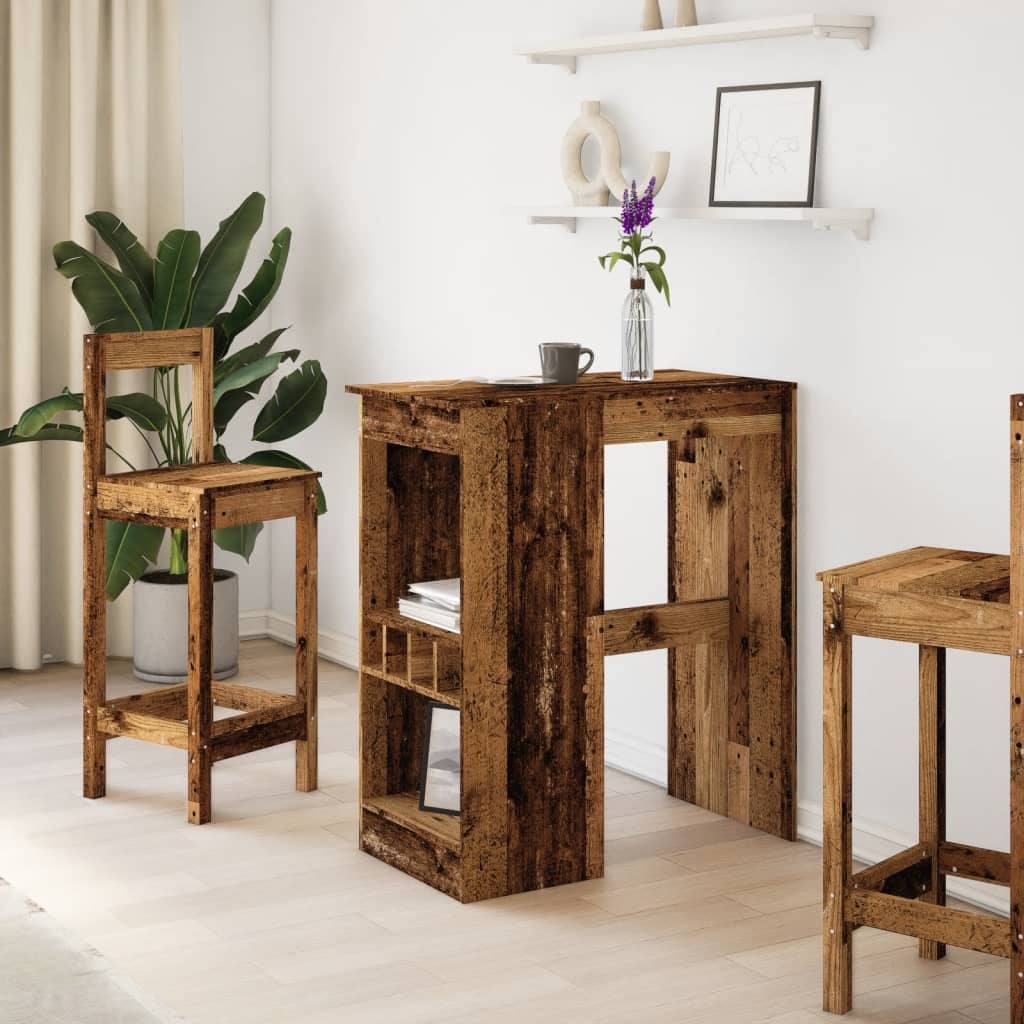 VidaXL Bartafel met rekken 90x47,5x103,5 cm bewerkt hout oud houtkleur