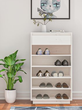 VidaXL Schoenenkast 60x34x105 cm massief grenenhout wit