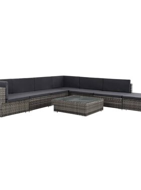 VidaXL 8-delige Loungeset met kussens poly rattan grijs