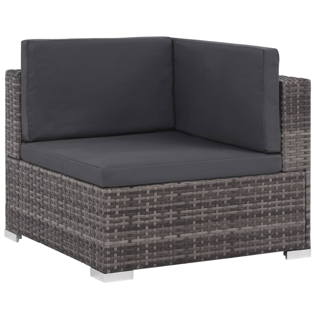 VidaXL 8-delige Loungeset met kussens poly rattan grijs