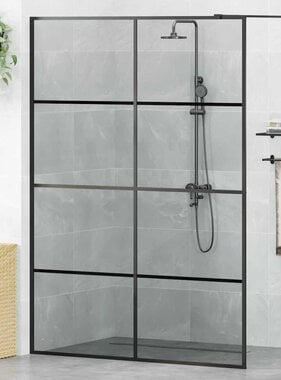 VidaXL Inloop Douche Wand Zwart 140 x 195 cm gehard glas