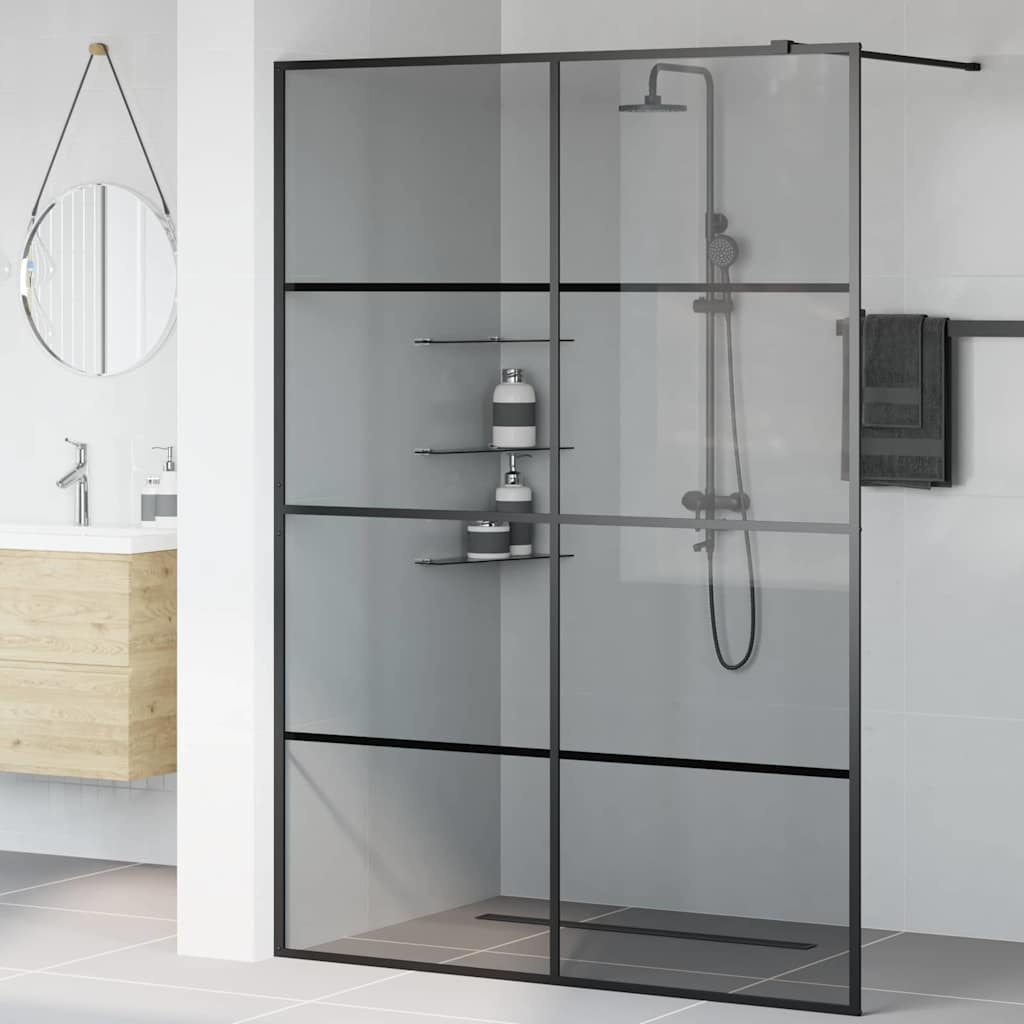 VidaXL Inloop Douche Wand Zwart 140 x 195 cm gehard glas