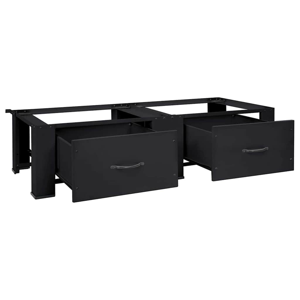 VidaXL Wasmachine Pedestal 2 pcs Zwart 64 x 55 x 32.5 cm Staal
