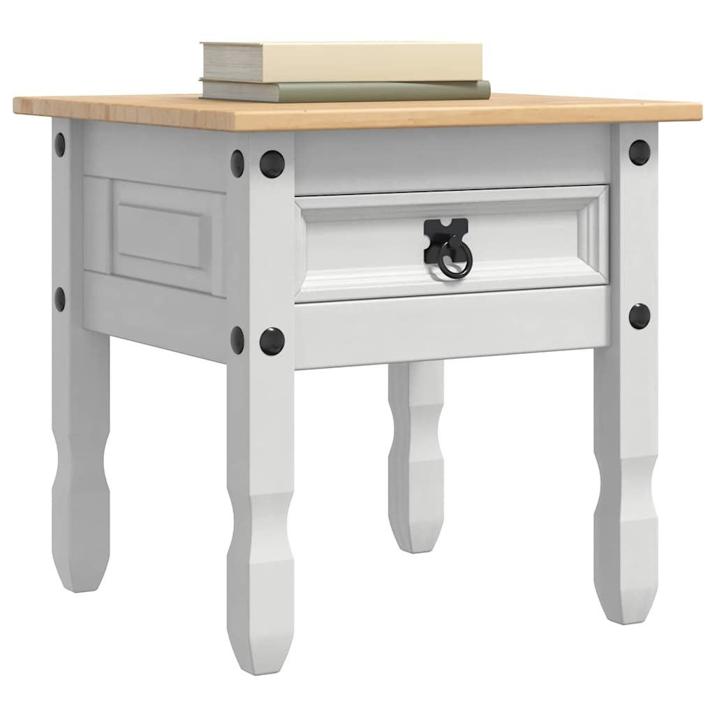 VidaXL Bijzettafel met lade Wit 50 x 50 x 50 cm Massief grenenhout